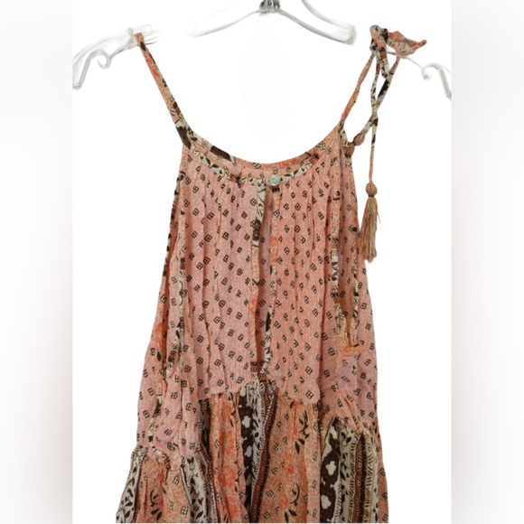 Forever 21+ "Peach/Ivory" Boho Tassel Mini Dress Women's 3X NWT - Picture 5 of 11